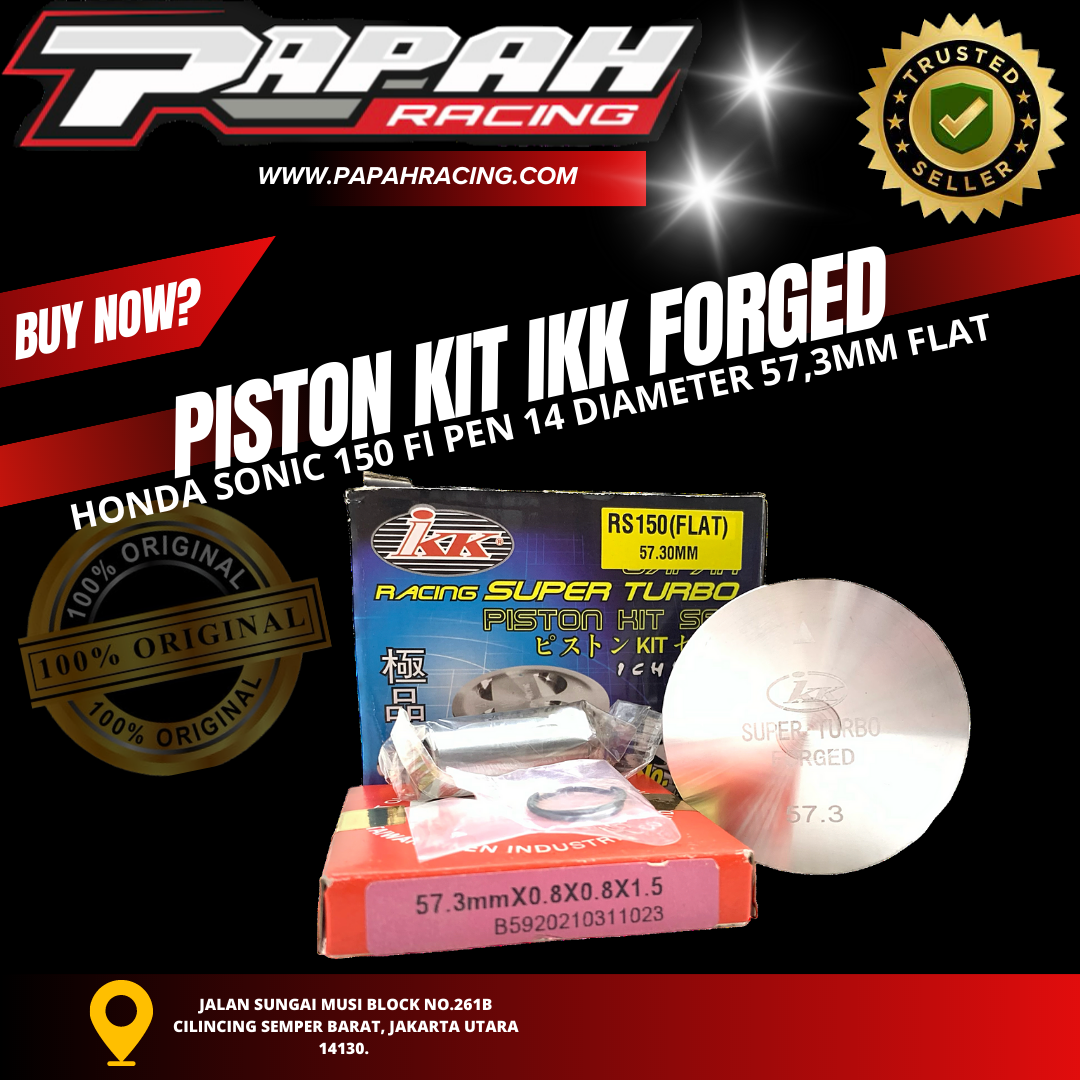 PISTON KIT IKK FORGED HONDA SONIC 150 FI PEN 14 DIAMETER 57,3MM FLAT IKK